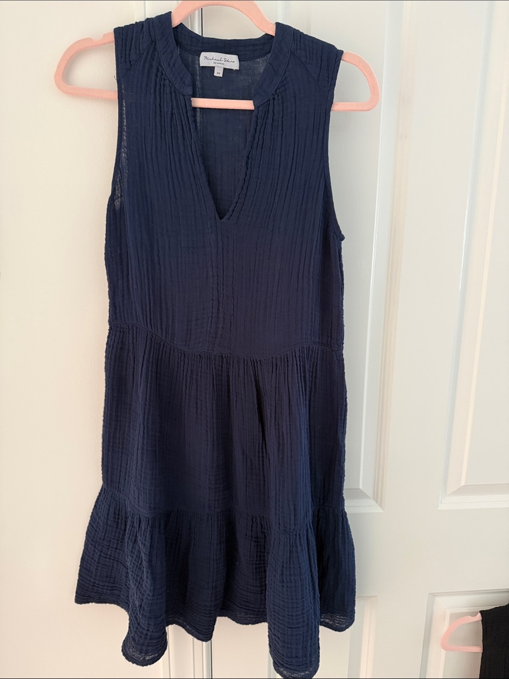 Michael Stars Daisy Gauze Navy Sleeveless Dress XS Color Nocturnal